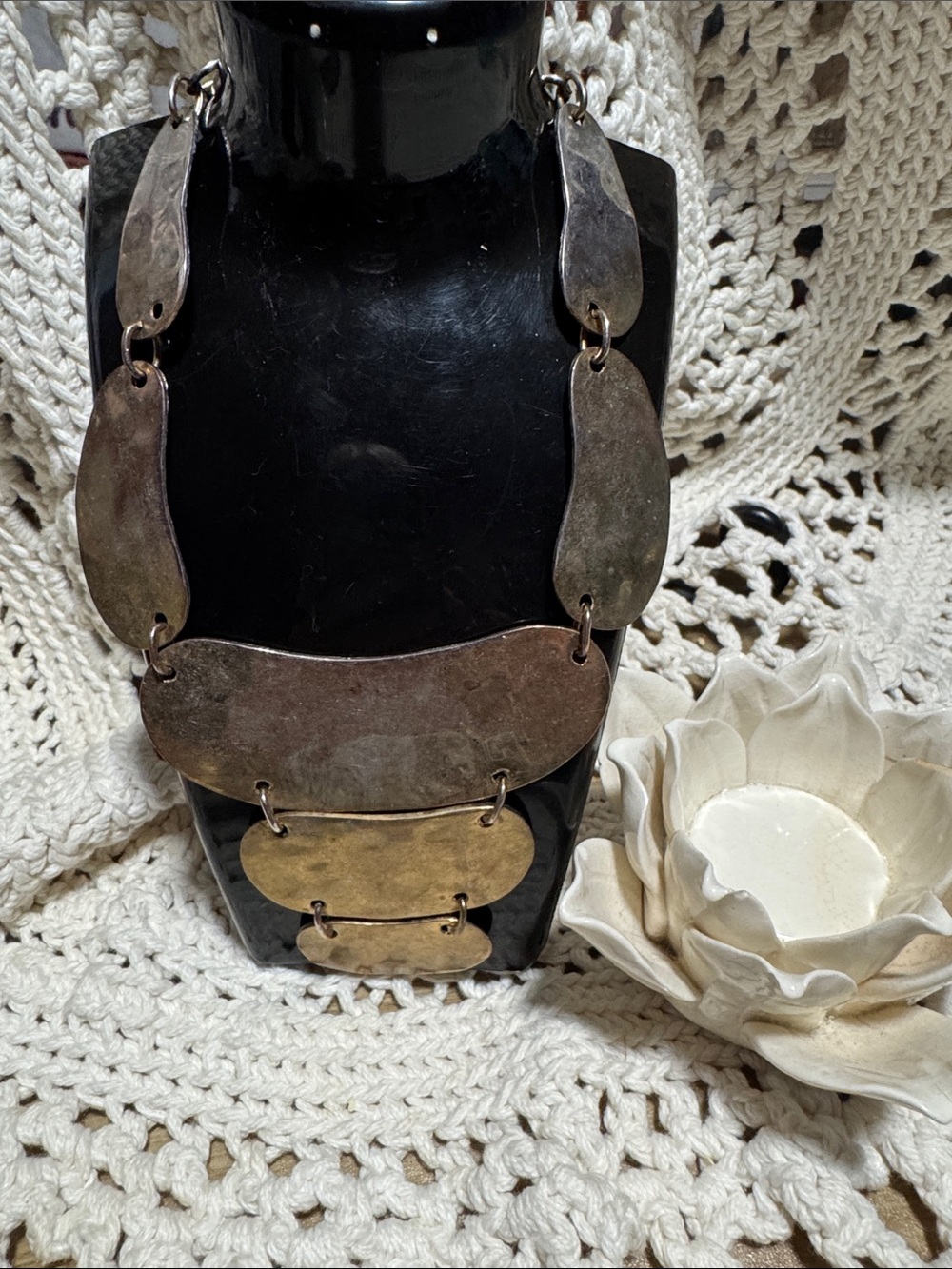 Statement Two-Tone Metal Bib Necklace - Unbranded